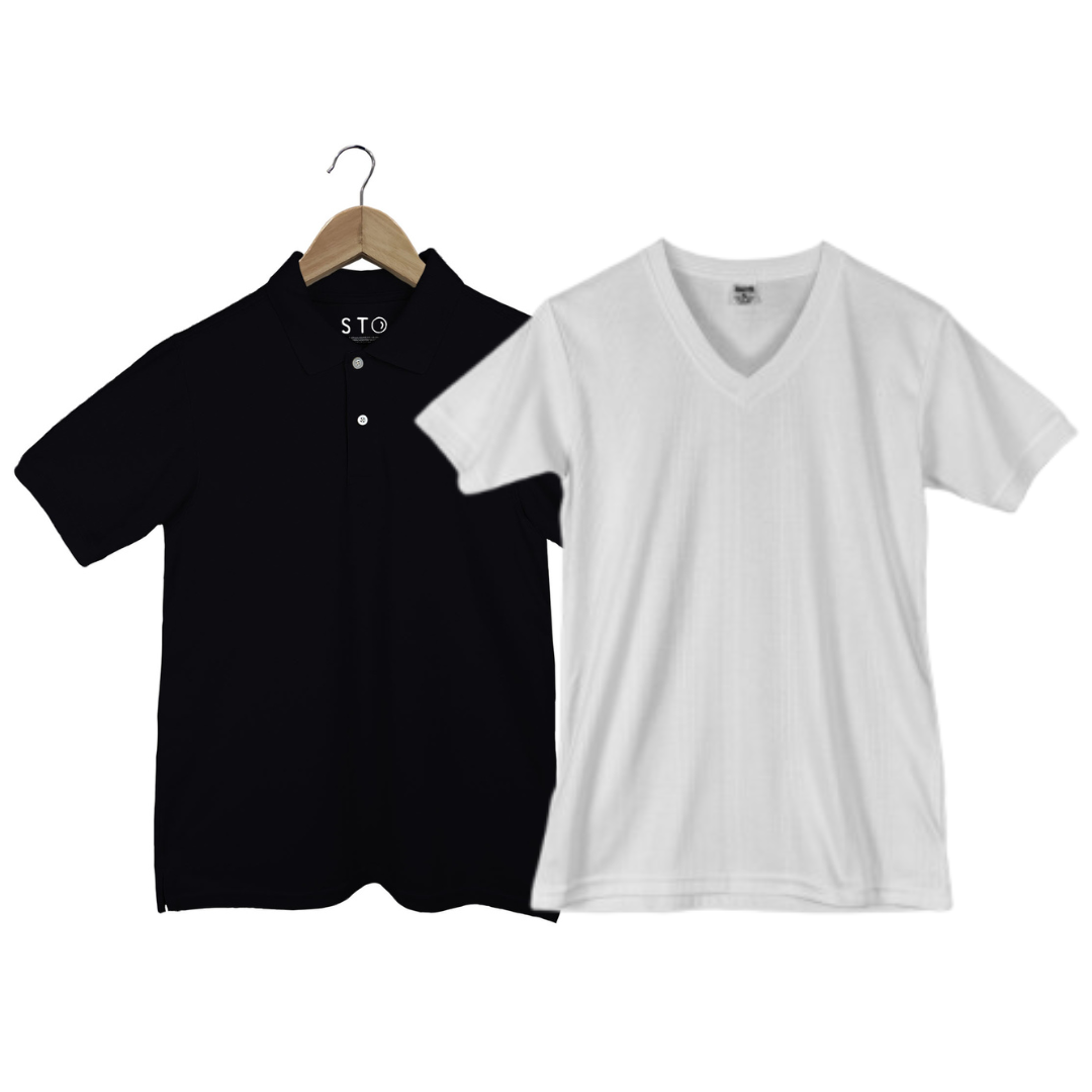 Camiseta Polo + Camiseta Acanalada Hombre