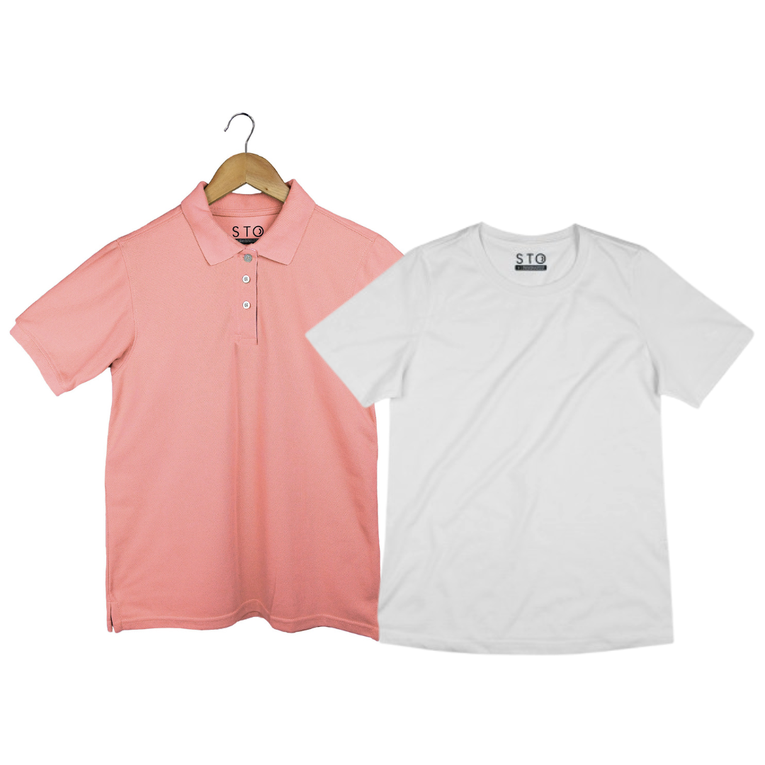Camiseta Polo + Camiseta Básica Blanca Mujer