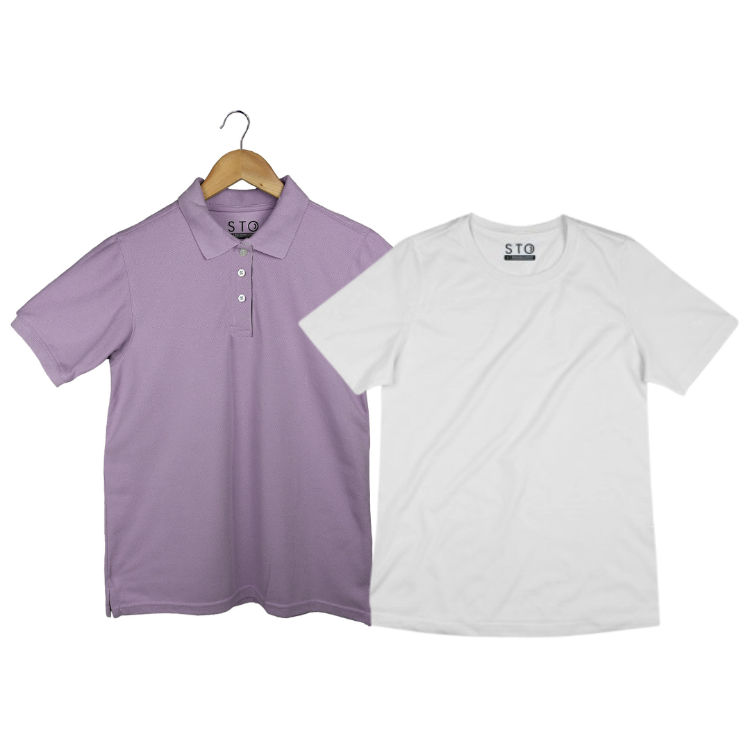Camiseta Polo + Camiseta Básica Blanca Mujer