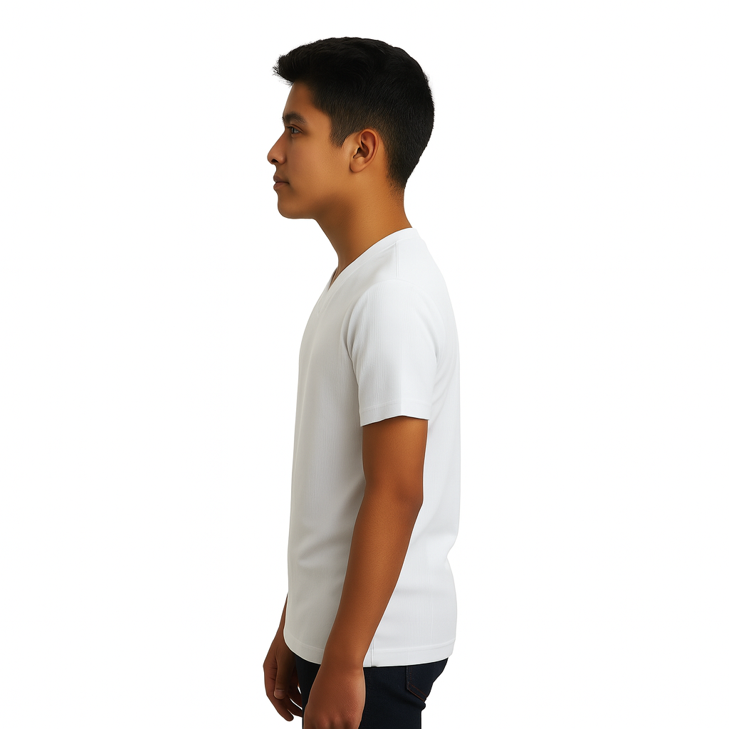 Camiseta Niño Acanalada | Cuello V | 3344
