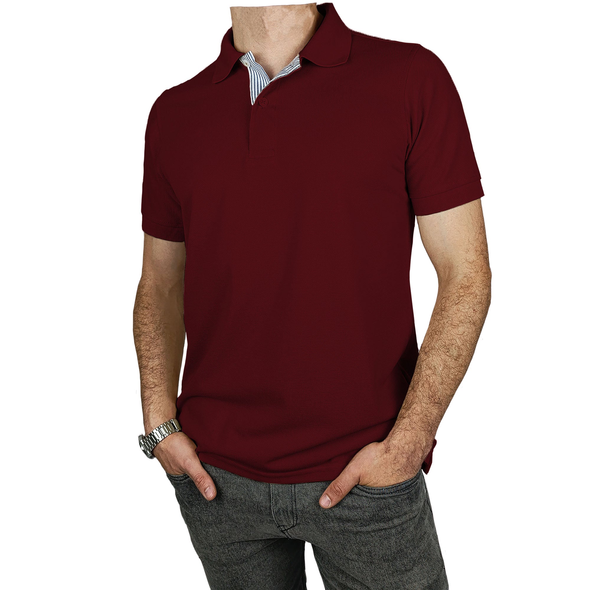 Polo Outfit Polera Roja Hombre Camiseta Polo Hombre Vinotinto