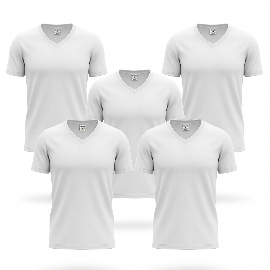 COMBO X5 Camiseta Acanalada Hombre | Cuello V 5068