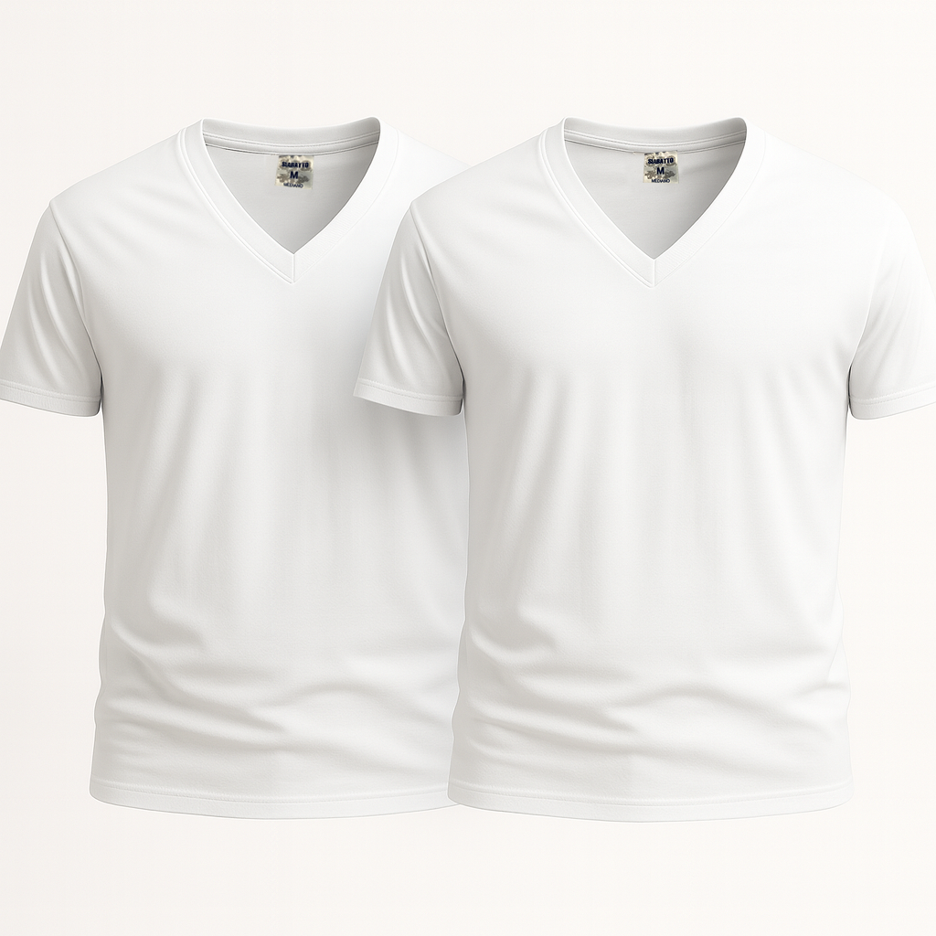 Combo X2 | Camiseta Básica 100%algodon Hombre Cuello V AE 5006