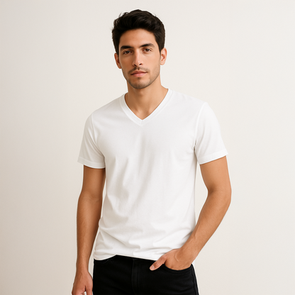 Combo X2 | Camiseta Básica 100%algodon Hombre Cuello V AE 5006
