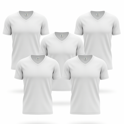 COMBO X5 Camiseta Acanalada Hombre | Cuello V 5068