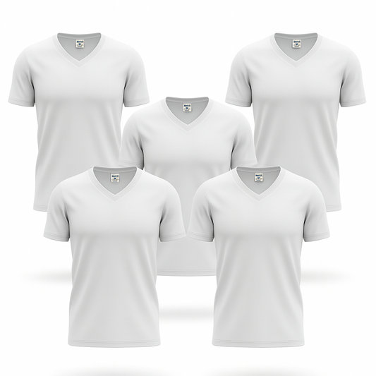 COMBO X5 Camiseta Acanalada Hombre | Cuello V 5068