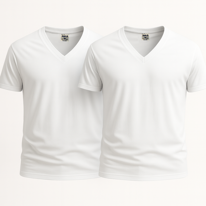 Combo X2 | Camiseta Básica 100%algodon Hombre Cuello V AE 5006