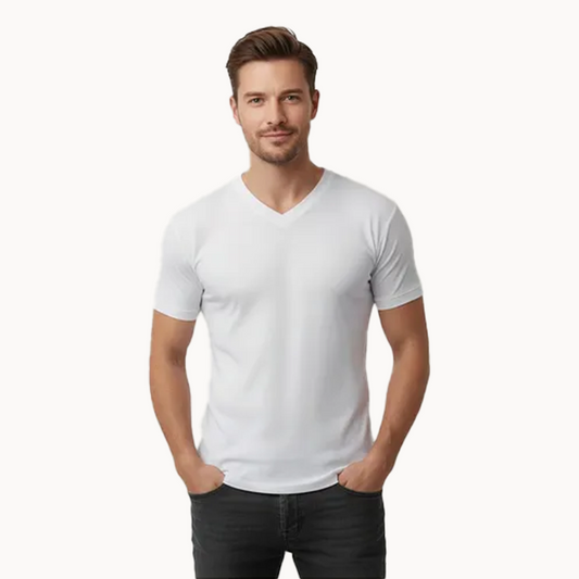 Camiseta Acanalada Hombre | Cuello V 5068